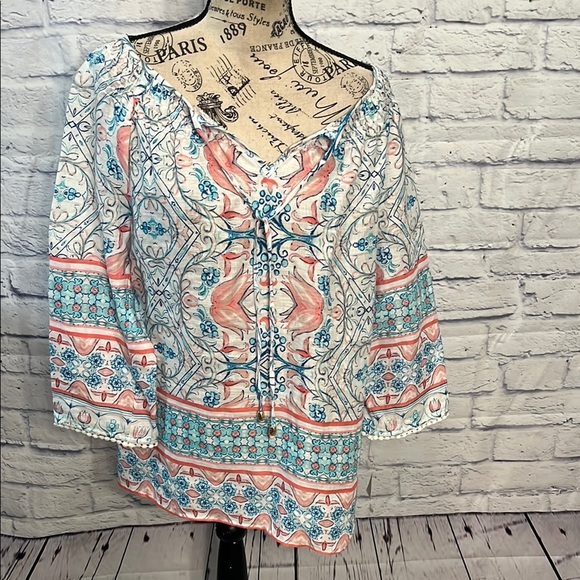 Charter Club Luxury Linen “Seaside” Top NWT Strawberry Pink Size Medium - Picture 1 of 13